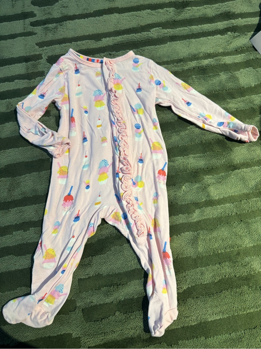 Magnetic Me Pink Ice Cream Ruffle Zip Footed One-Piece